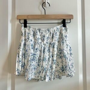 Garage White and Blue Floral Skirt